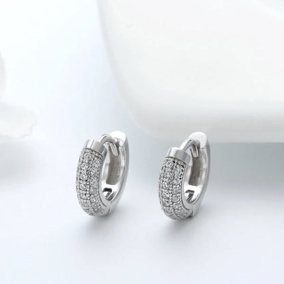 1 Pair Simple Style Round Polishing Plating Inlay Sterling Silver Zircon Rose Gold Plated White Gold Plated Earrings