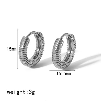 1 Pair Simple Style Round Polishing Plating 304 Stainless Steel 18K Gold Plated Earrings