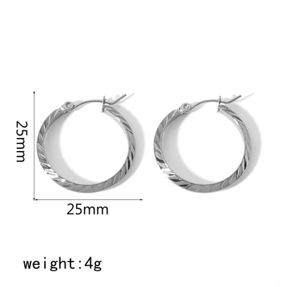 1 Pair Simple Style Round Polishing Plating 304 Stainless Steel Earrings