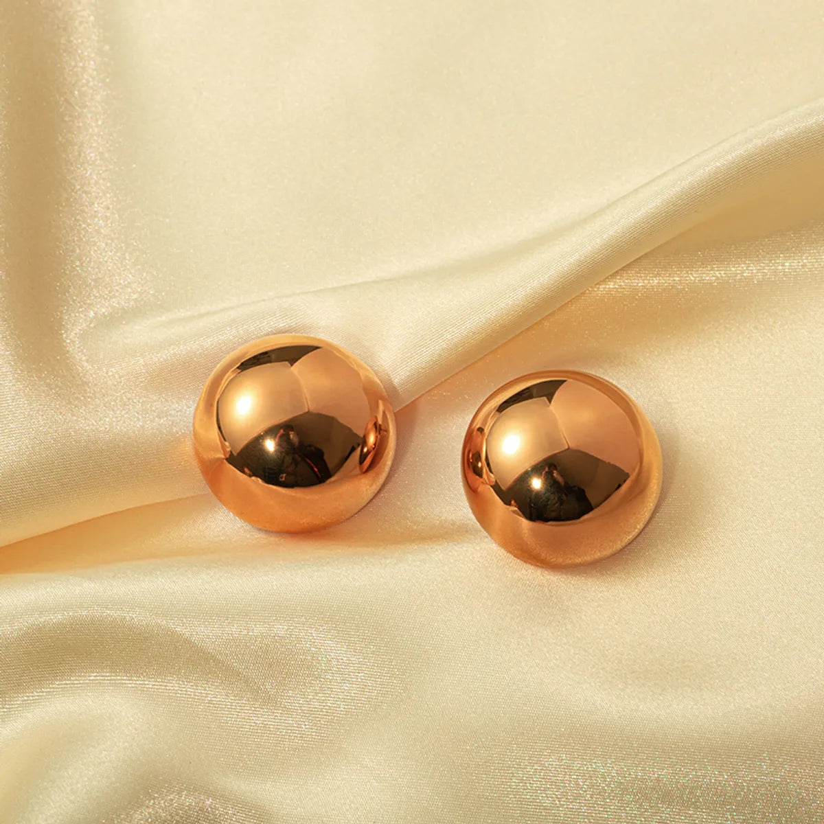 1 Pair Simple Style Round Polishing Plating Stainless Steel Ear Studs