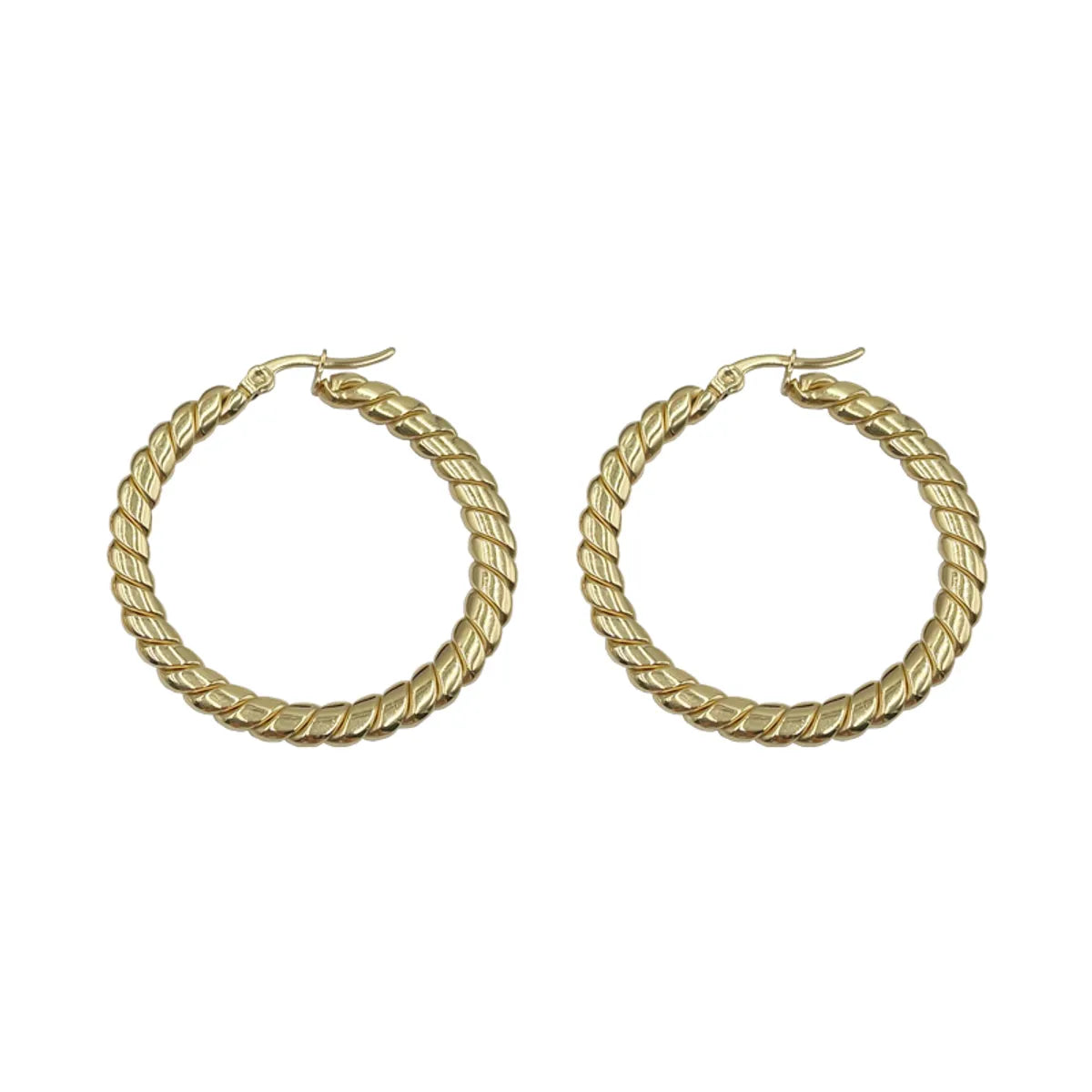 1 Pair Simple Style Round Polishing Plating Stainless Steel Gold Plated Hoop Earrings