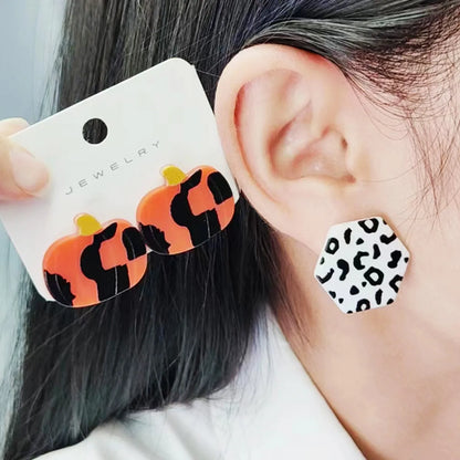 1 Pair Simple Style Round Printing Arylic Ear Studs