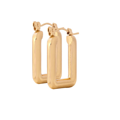 1 Pair Simple Style Round Rectangle Polishing Plating Stainless Steel Gold Plated Earrings