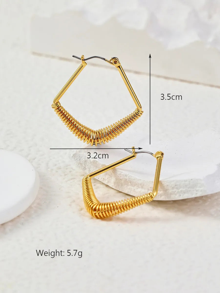 1 Pair Simple Style Round Rhombus Plating Copper 18k Gold Plated Hoop Earrings