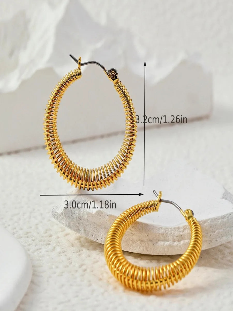 1 Pair Simple Style Round Rhombus Plating Copper 18k Gold Plated Hoop Earrings