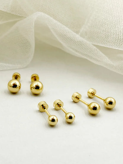 1 Pair Simple Style Round Solid Color Plating Stainless Steel Gold Plated Ear Studs