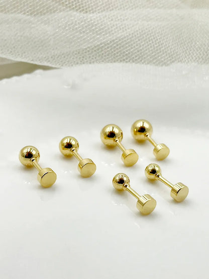 1 Pair Simple Style Round Solid Color Plating Stainless Steel Gold Plated Ear Studs