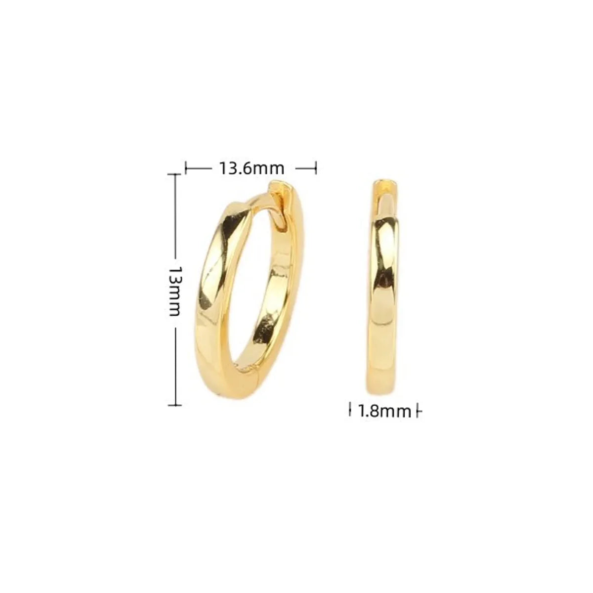 1 Pair Simple Style Round Solid Color Plating Sterling Silver White Gold Plated Gold Plated Earrings