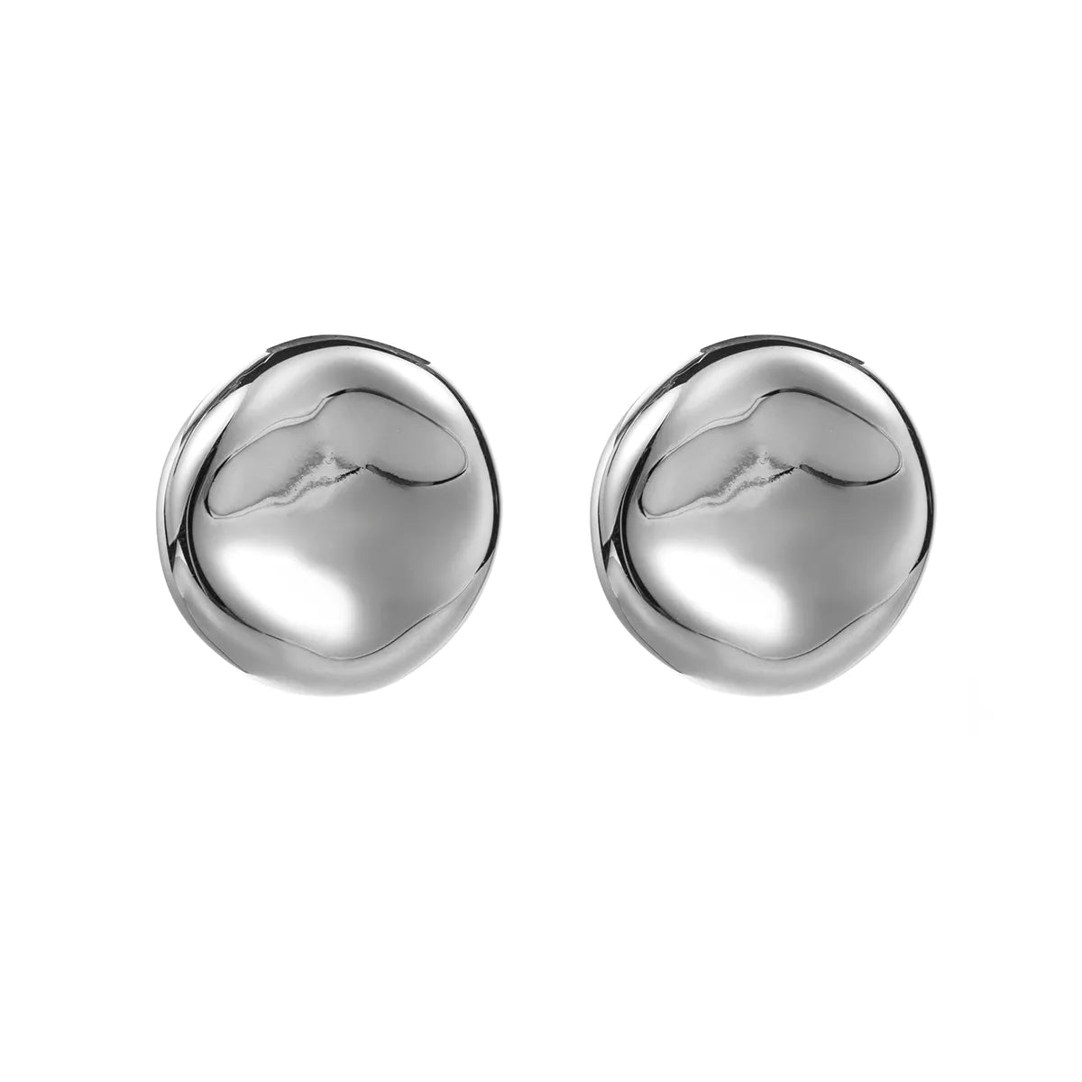 1 Pair Simple Style Round Solid Color 304 Stainless Steel Ear Studs