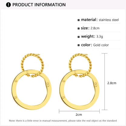 1 Pair Simple Style Round Solid Color Plating 304 Stainless Steel Earrings