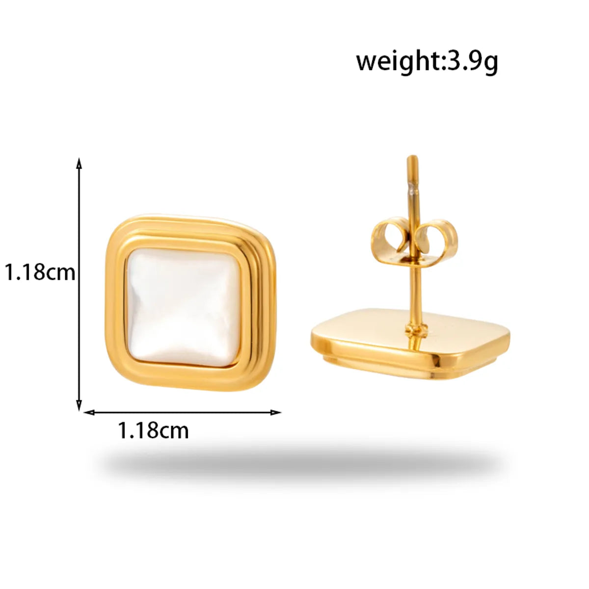 1 Pair Simple Style Round Square Heart Shape 304 Stainless Steel Ear Studs