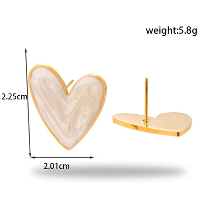 1 Pair Simple Style Round Square Heart Shape 304 Stainless Steel Ear Studs