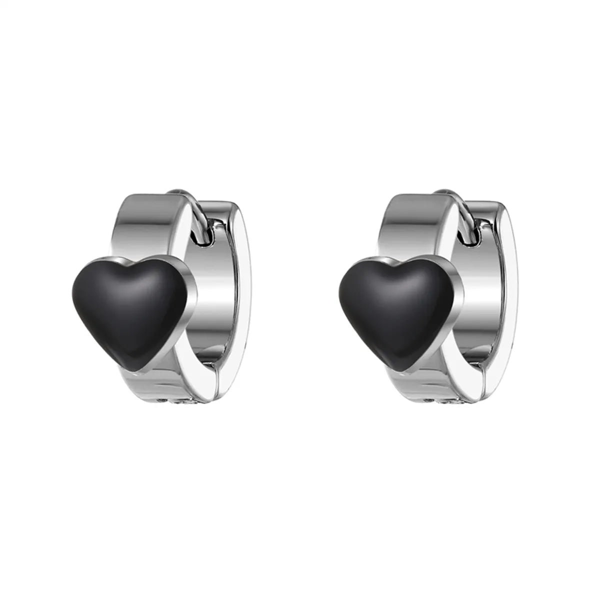 1 Pair Simple Style Round Square Heart Shape Stainless Steel Enamel Plating Dangling Earrings