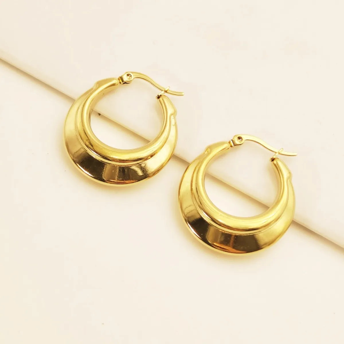 1 Pair Simple Style Round Square Titanium Steel 18K Gold Plated Earrings