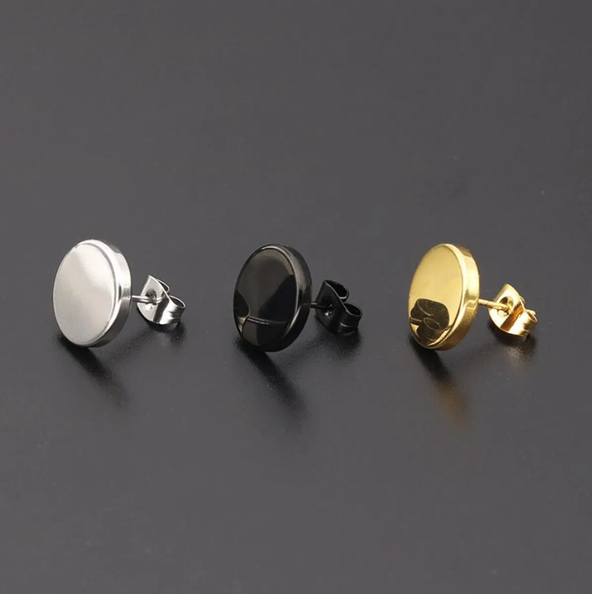 1 Pair Simple Style Round 304 Stainless Steel 18K Gold Plated Ear Studs