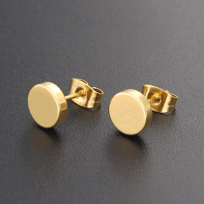 1 Pair Simple Style Round 304 Stainless Steel 18K Gold Plated Ear Studs