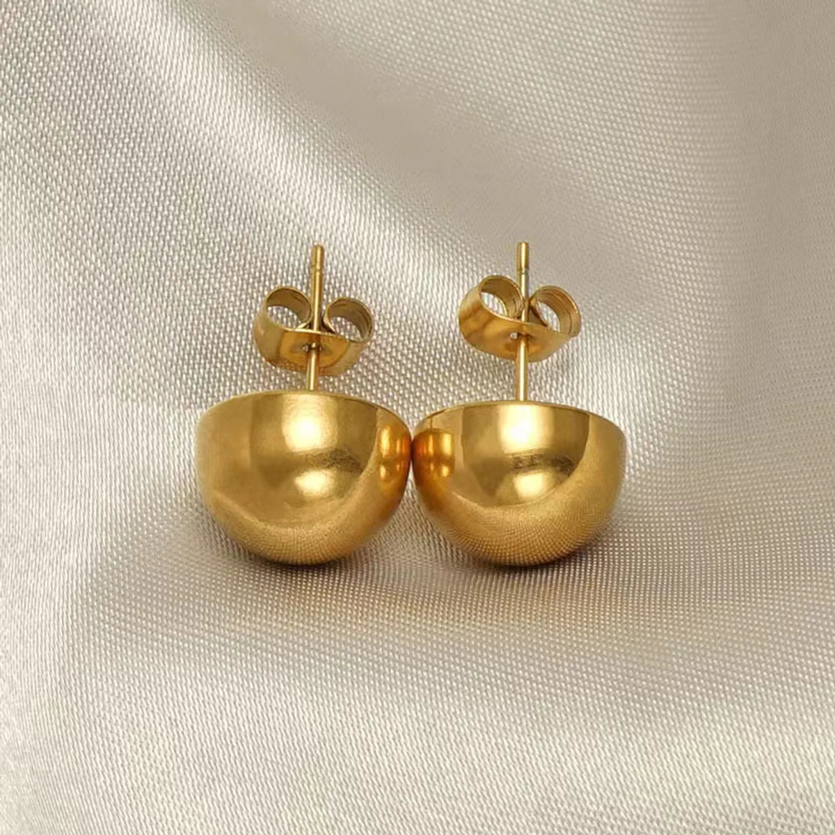 1 Pair Simple Style Round 201 Stainless Steel None Gold Plated Ear Studs