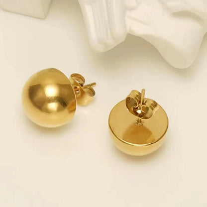 1 Pair Simple Style Round 201 Stainless Steel None Gold Plated Ear Studs