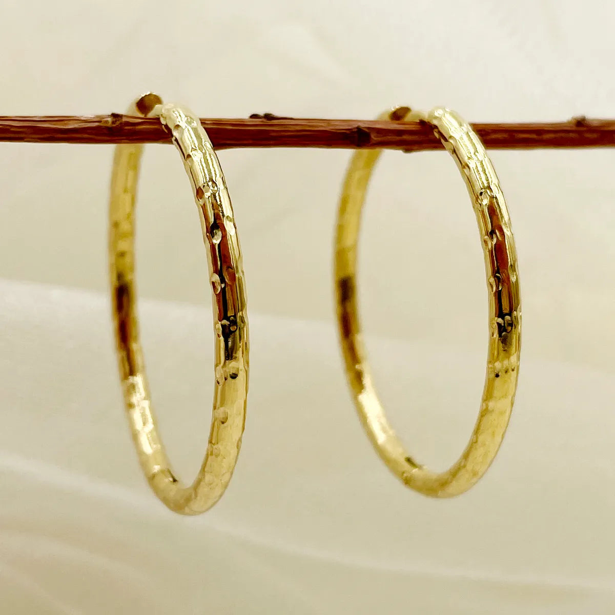 1 Pair Simple Style Round Stainless Steel Metal Polishing Plating Gold Plated Hoop Earrings