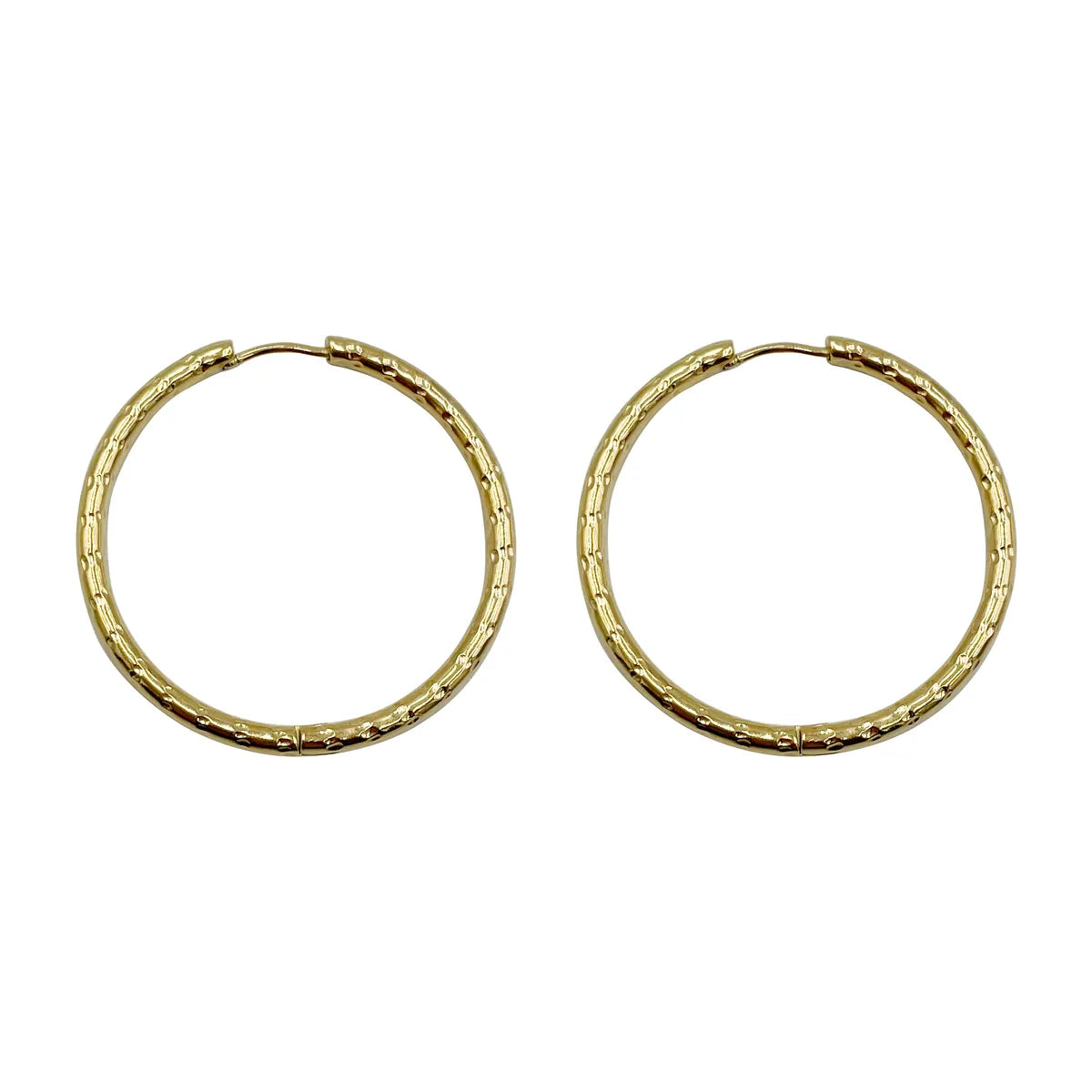 1 Pair Simple Style Round Stainless Steel Metal Polishing Plating Gold Plated Hoop Earrings