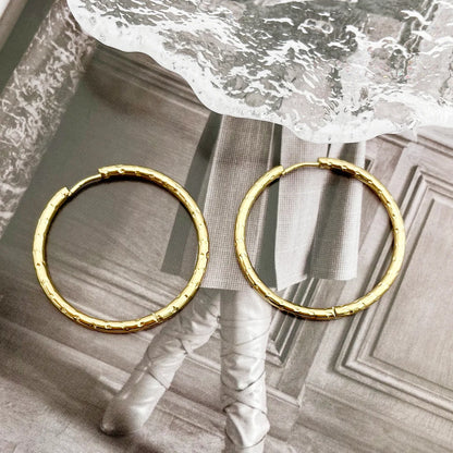 1 Pair Simple Style Round Stainless Steel Metal Polishing Plating Gold Plated Hoop Earrings