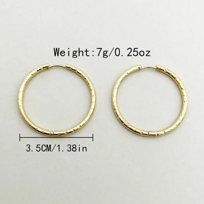 1 Pair Simple Style Round Stainless Steel Metal Polishing Plating Gold Plated Hoop Earrings