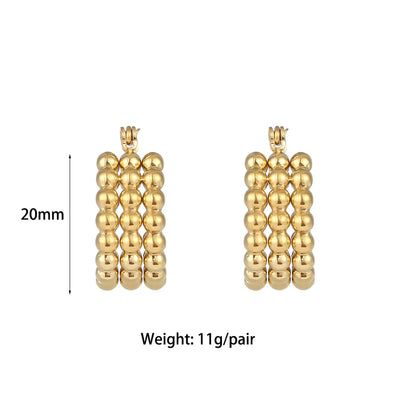 1 Pair Simple Style Round Plating Stainless Steel 18k Gold Plated Hoop Earrings