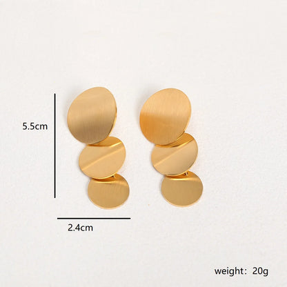 1 Pair Simple Style Round Stainless Steel Plating 18k Gold Plated White Gold Plated Drop Earrings