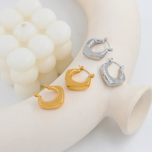 1 Pair Simple Style Round Stainless Steel Plating Hoop Earrings