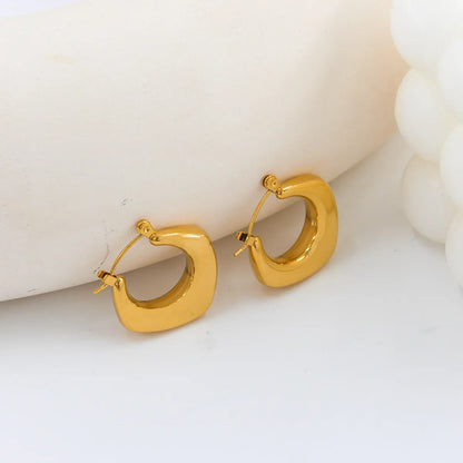 1 Pair Simple Style Round Stainless Steel Plating Hoop Earrings