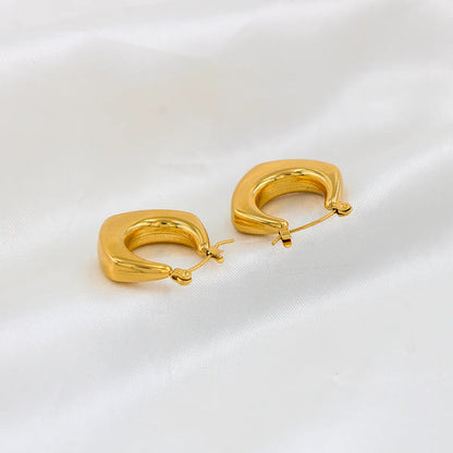 1 Pair Simple Style Round Stainless Steel Plating Hoop Earrings