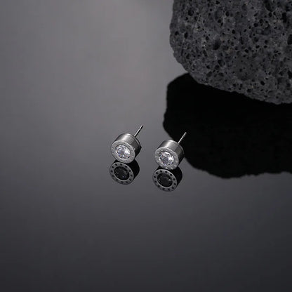 1 Pair Simple Style Round Star Inlay Titanium Steel Zircon Ear Studs