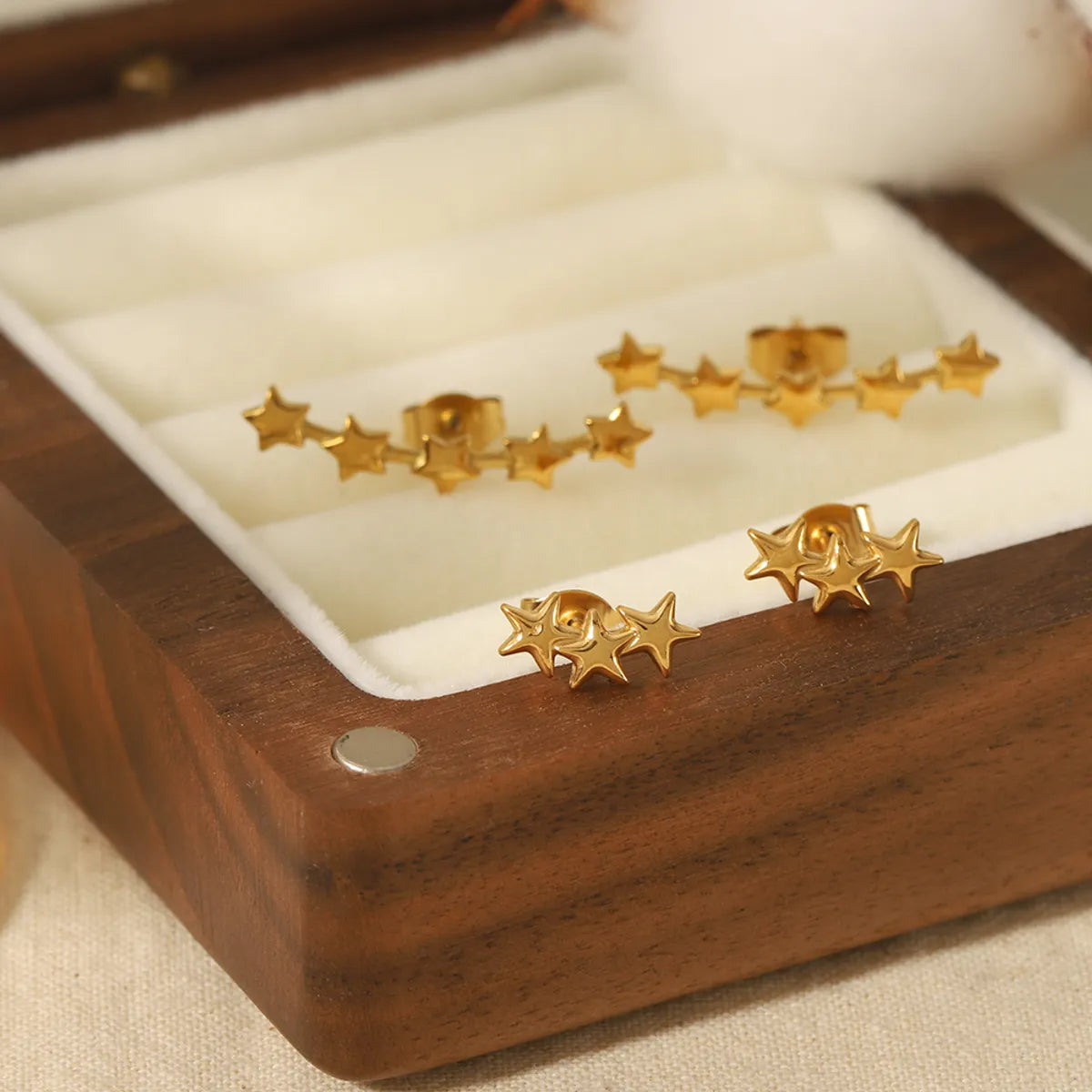 1 Pair Simple Style Round Star Polishing Plating Stainless Steel 18k Gold Plated Ear Studs