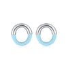 1 Pair Simple Style Round Sterling Silver Handmade Epoxy Plating Rhodium Plated Ear Studs