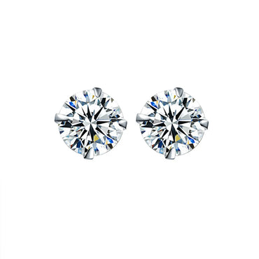 1 Pair Simple Style Round Inlay Sterling Silver Zircon Ear Studs