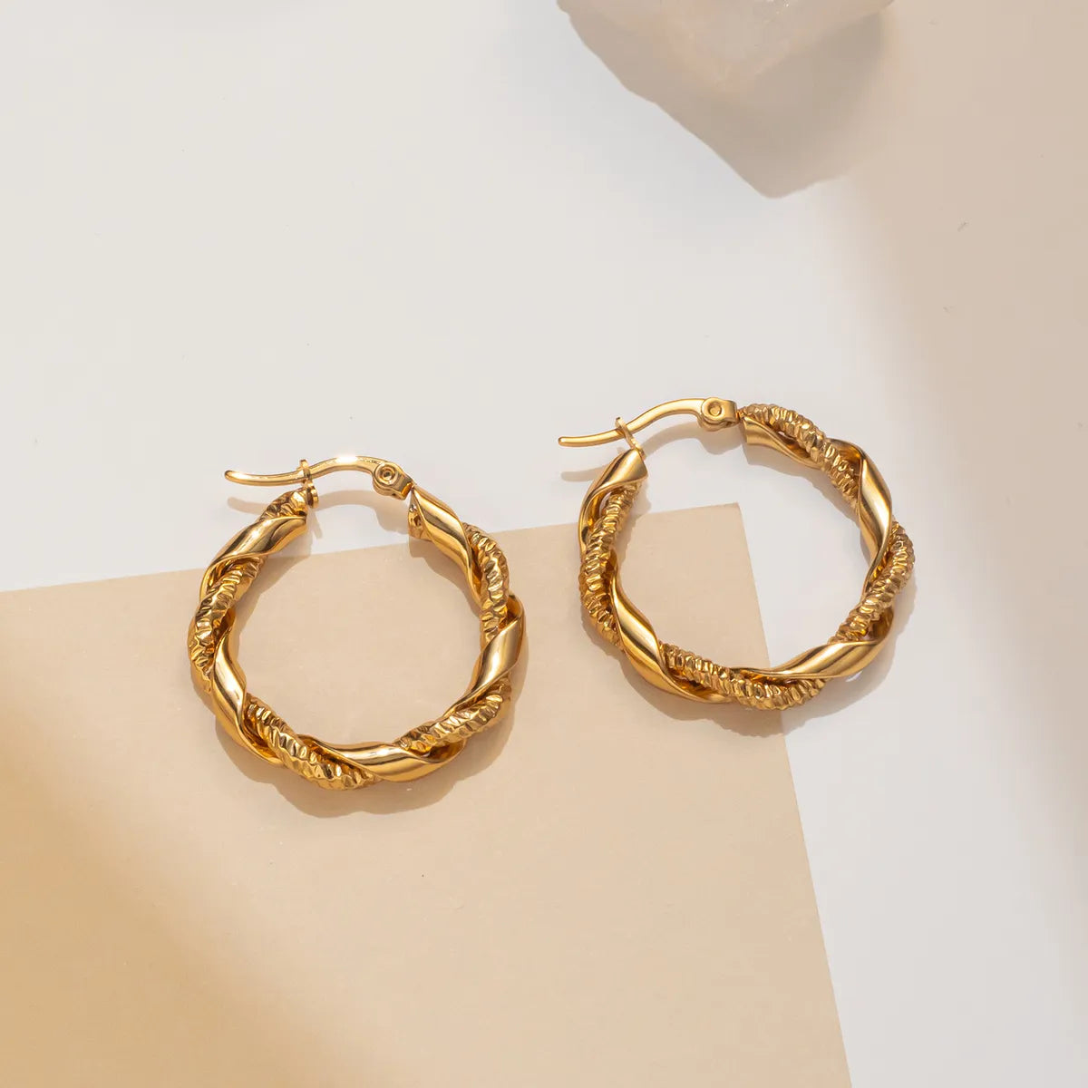 1 Pair Simple Style Round Titanium Steel Earrings