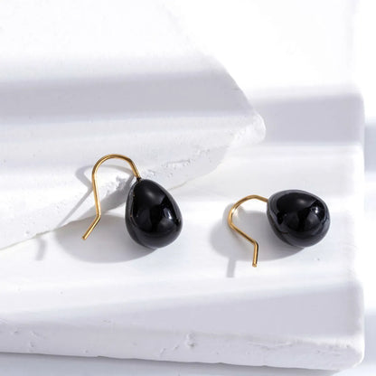 1 Pair Simple Style Round Water Droplets Strawberry Plating Stainless Steel 18k Gold Plated Drop Earrings