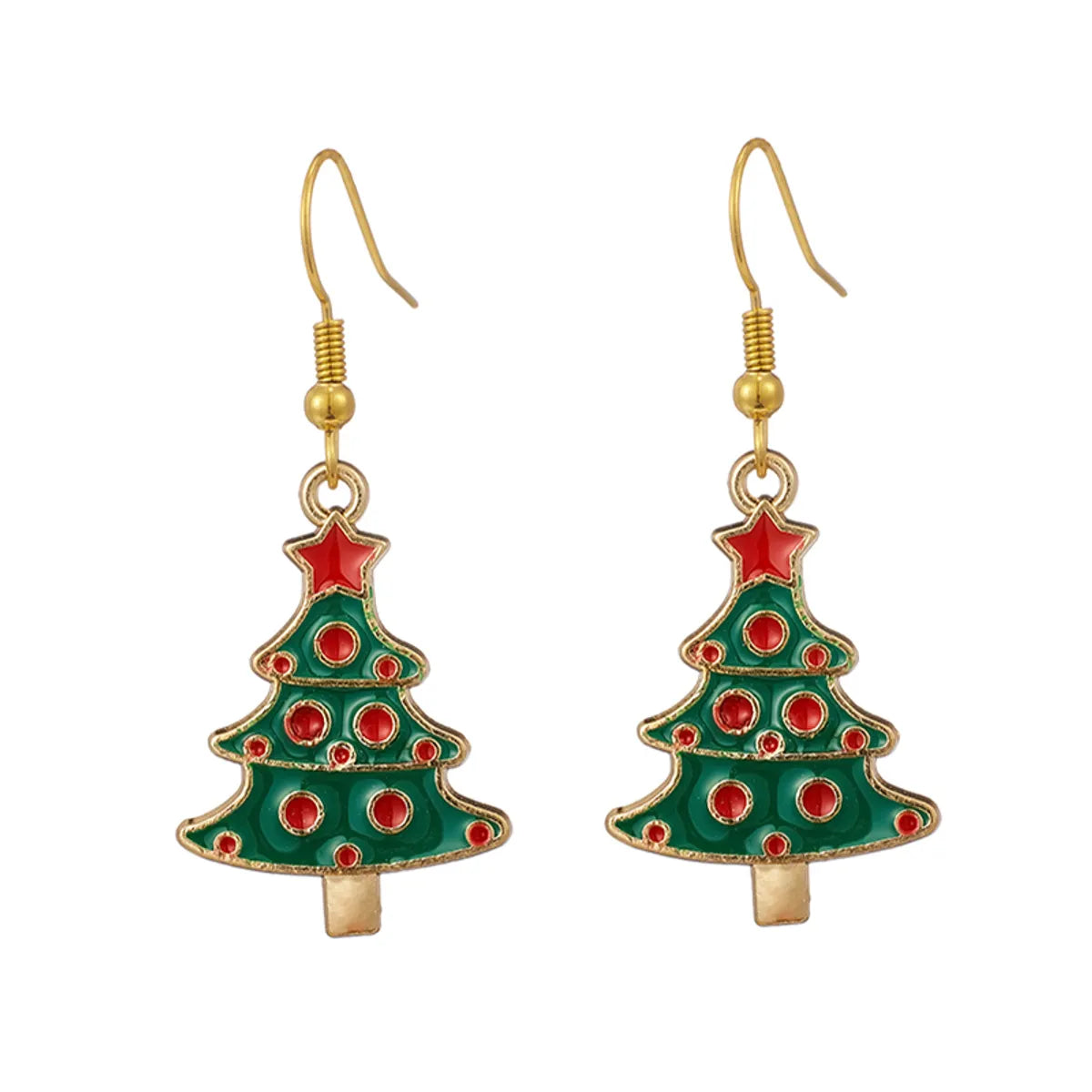 1 Pair Simple Style Santa Claus Enamel Plating Stainless Steel Alloy 18k Gold Plated Drop Earrings