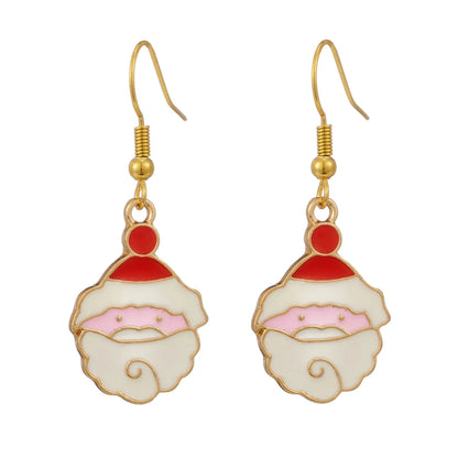 1 Pair Simple Style Santa Claus Enamel Plating Stainless Steel Alloy 18k Gold Plated Drop Earrings