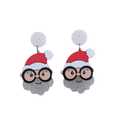 1 Pair Simple Style Santa Claus Printing Arylic Drop Earrings