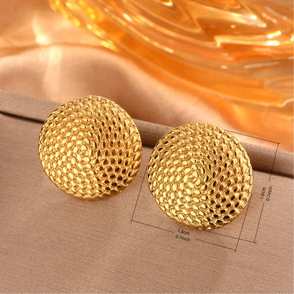 1 Pair Simple Style Sector Leaves Heart Shape Pleated 304 Stainless Steel 18K Gold Plated Ear Studs