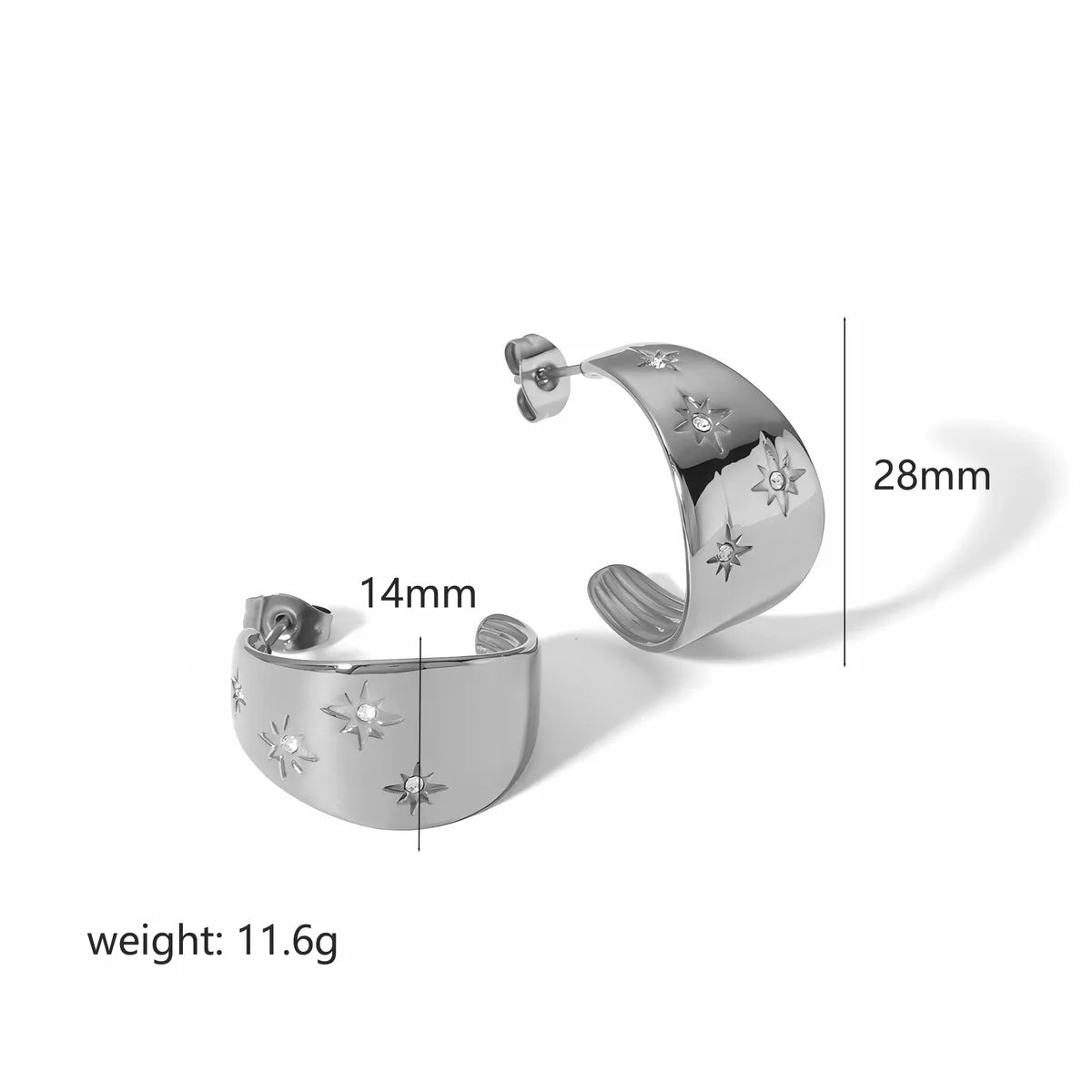 1 Pair Simple Style Semicircle Circle Polishing Plating Metal 304 Stainless Steel Earrings