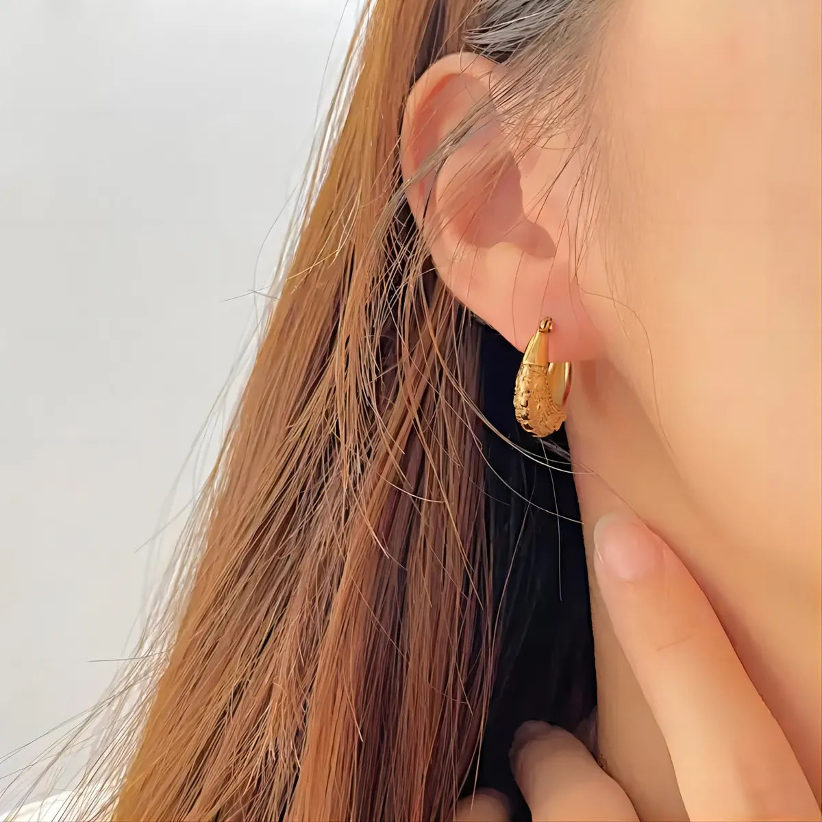 1 Pair Simple Style Semicircle Round Polishing Plating Stainless Steel 18k Gold Plated Earrings