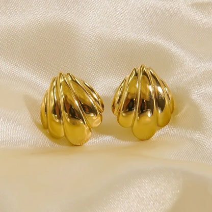 1 Pair Simple Style Shell 304 Stainless Steel 18K Gold Plated Ear Studs