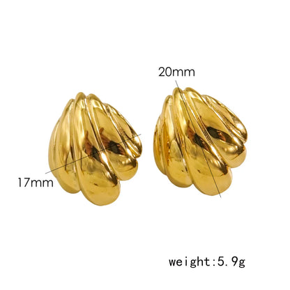 1 Pair Simple Style Shell 304 Stainless Steel 18K Gold Plated Ear Studs