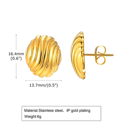 1 Pair Simple Style Shell Stainless Steel 18K Gold Plated Ear Studs