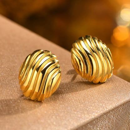 1 Pair Simple Style Shell Stainless Steel 18K Gold Plated Ear Studs