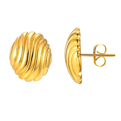 1 Pair Simple Style Shell Stainless Steel 18K Gold Plated Ear Studs