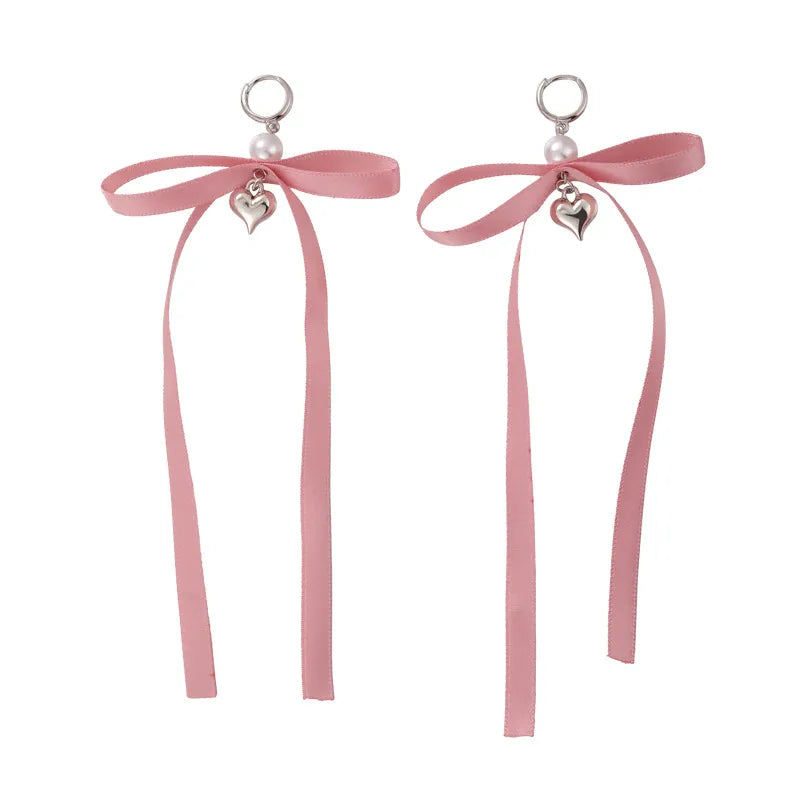 1 Pair Simple Style Shiny Bow Knot Alloy Drop Earrings