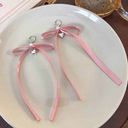 1 Pair Simple Style Shiny Bow Knot Alloy Drop Earrings